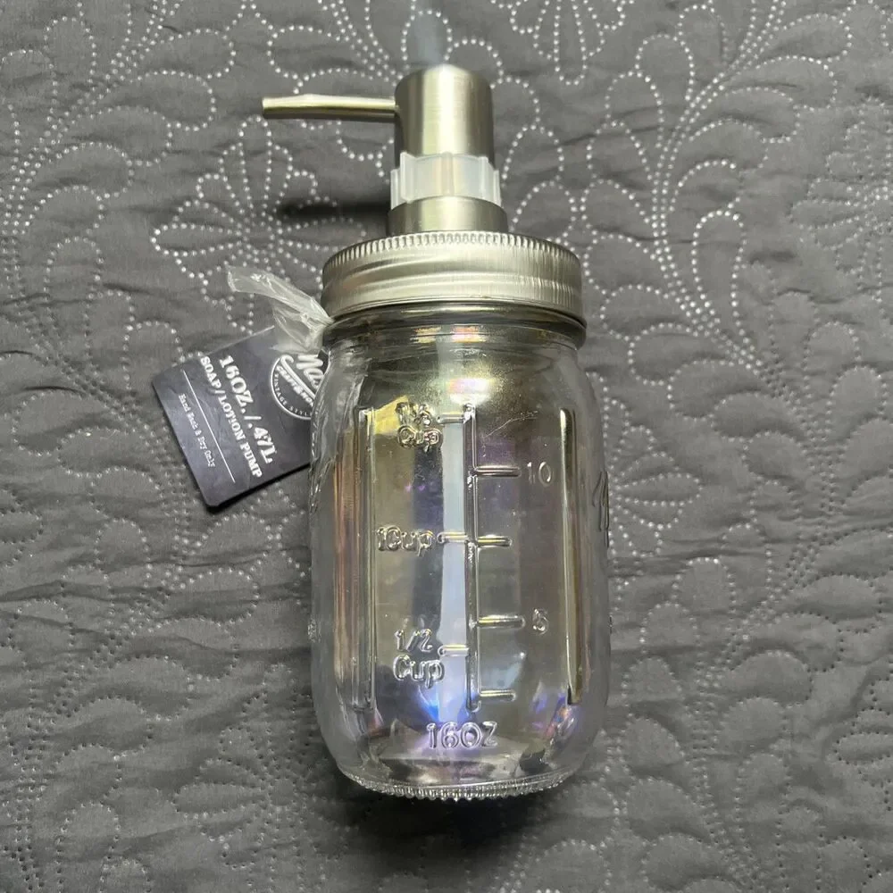 Mason Craft & More Soap/Lotion Pump Bottle Farmhouse Cottage Kitchen Bath 16 OZ